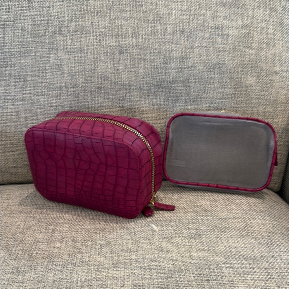 Elegant Trish McEvoy makeup planner LIMITED ED Crocodile-Embossed Purple PiNk